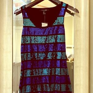 Short Mutlicolor Forever 21 Dress Black/Teal/Royal